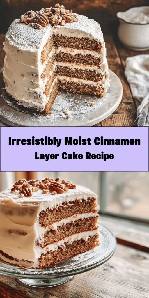 Indulge in a slice of moist cinnamon layer cake that's perfect for any occasion! With a delightful mix of cinnamon, nutmeg, and optional nuts, this cake combines rich flavors and a fluffy texture. Simple to make, you’ll cream together butter and sugars, layer the exquisite spiced batter, bake, and let cool before frosting. Enjoy a scrumptious dessert that’s sure to impress friends and family. Perfect for celebrations or cozy gatherings!