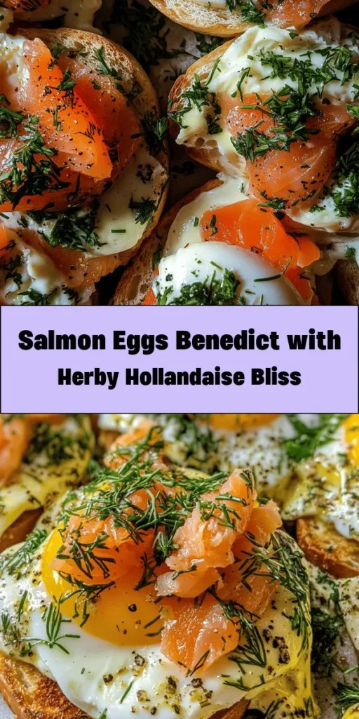 Elevate your brunch game with this Salmon Delight Eggs Benedict! This delicious twist features perfectly poached eggs resting on a bed of flaked wild-caught salmon, topped with a creamy herby hollandaise sauce. Fresh dill, chives, and parsley add vibrant flavors, making this dish both satisfying and gourmet. Easy to make in just 30 minutes, it's perfect for impressing guests or treating yourself to a special breakfast. Enjoy a taste of luxury with every bite!