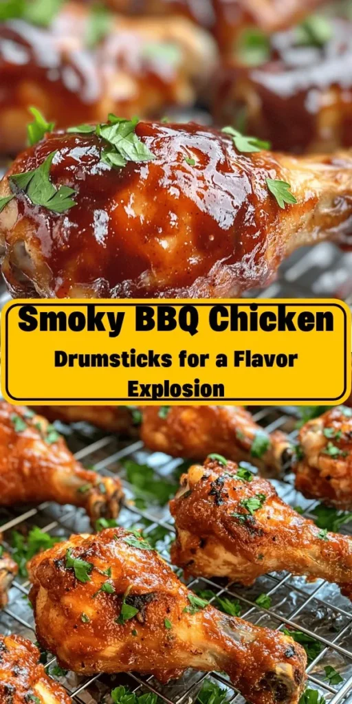 Indulge in the smoky, sweet flavors of these oven-baked BBQ chicken drumsticks! With a perfect blend of spices and your favorite BBQ sauce, these drumsticks are crispy on the outside and juicy on the inside. Ideal for a family dinner or a weekend barbecue, they come together easily in just 50 minutes. Simply marinate, bake, and finish with a delicious glaze for a finger-licking meal. Perfectly garnished with fresh herbs and served with extra BBQ sauce!