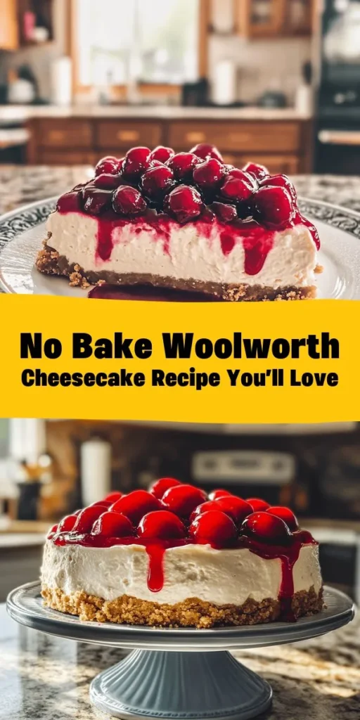 Indulge in the creamy delight of a No Bake Classic Woolworth Cheesecake! This simple recipe features a buttery graham cracker crust layered with a rich and smooth cream cheese filling, all topped off with your favorite fruit. With just 20 minutes of prep and a few hours of chilling, you can create a dreamy dessert that's perfect for any occasion. Perfectly sweet and refreshing, this cheesecake is sure to impress your family and friends!