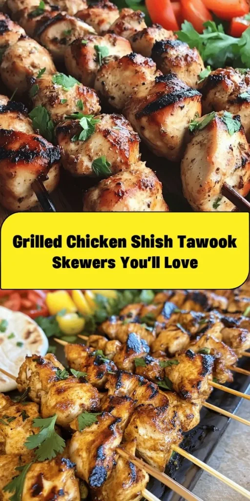 Elevate your outdoor grilling game with these mouthwatering Chicken Shish Tawook Skewers! Perfectly marinated in a flavorful mix of yogurt, spices, and garlic, this dish promises juicy, tender chicken pieces that are quick to prepare. Just marinate, grill, and serve with pita, garlic sauce, and fresh veggies for a delightful meal. Ideal for BBQs or easy weeknight dinners, this recipe is sure to impress family and friends!
