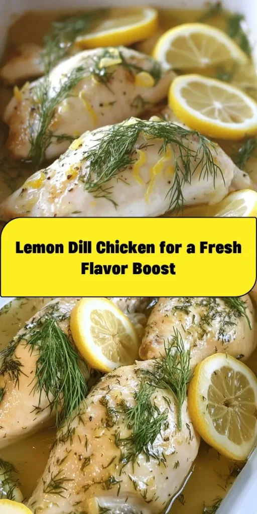 Unlock the flavors of summer with this Zesty Lemon Dill Chicken recipe! Perfect for a quick weeknight dinner, this dish features marinated chicken breasts infused with fresh lemon juice, garlic, and dill for a bright, refreshing taste. Simply marinate, bake, and enjoy a juicy, tender chicken that pairs beautifully with your favorite sides. Garnish with lemon slices and dill sprigs for a stunning presentation. Give it a try and make your meal unforgettable!