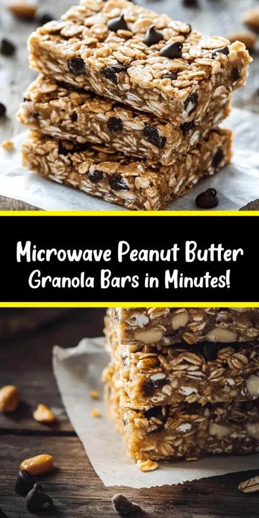 Whip up these super easy microwave chewy peanut butter granola bars in just about an hour! Perfect for a quick snack or breakfast on the go, these homemade bars are made with rolled oats, creamy peanut butter, and sweetened with honey or maple syrup. Add chocolate chips or nuts for extra flavor! Just mix, press, and microwave—it's that simple. Enjoy the convenience and deliciousness of these healthy treats!