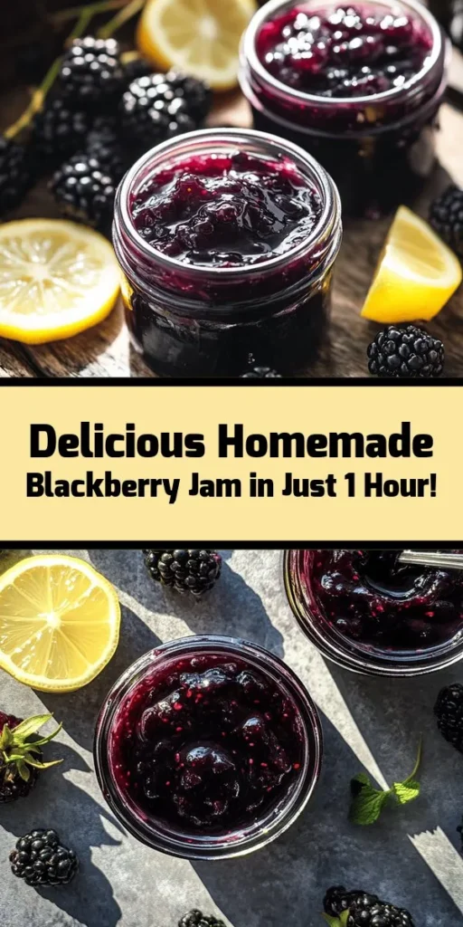 Discover the joy of making your own delicious Blackberry Jam with this easy homemade recipe! Using just fresh blackberries, sugar, lemon juice, and fruit pectin, you can create a sweet, tangy treat that’s perfect for spreading on toast or adding to desserts. This recipe yields about 6 cups of jam, allowing you to enjoy summer's flavor all year round. Follow simple steps, and enjoy the satisfaction of canning your very own berry masterpiece!
