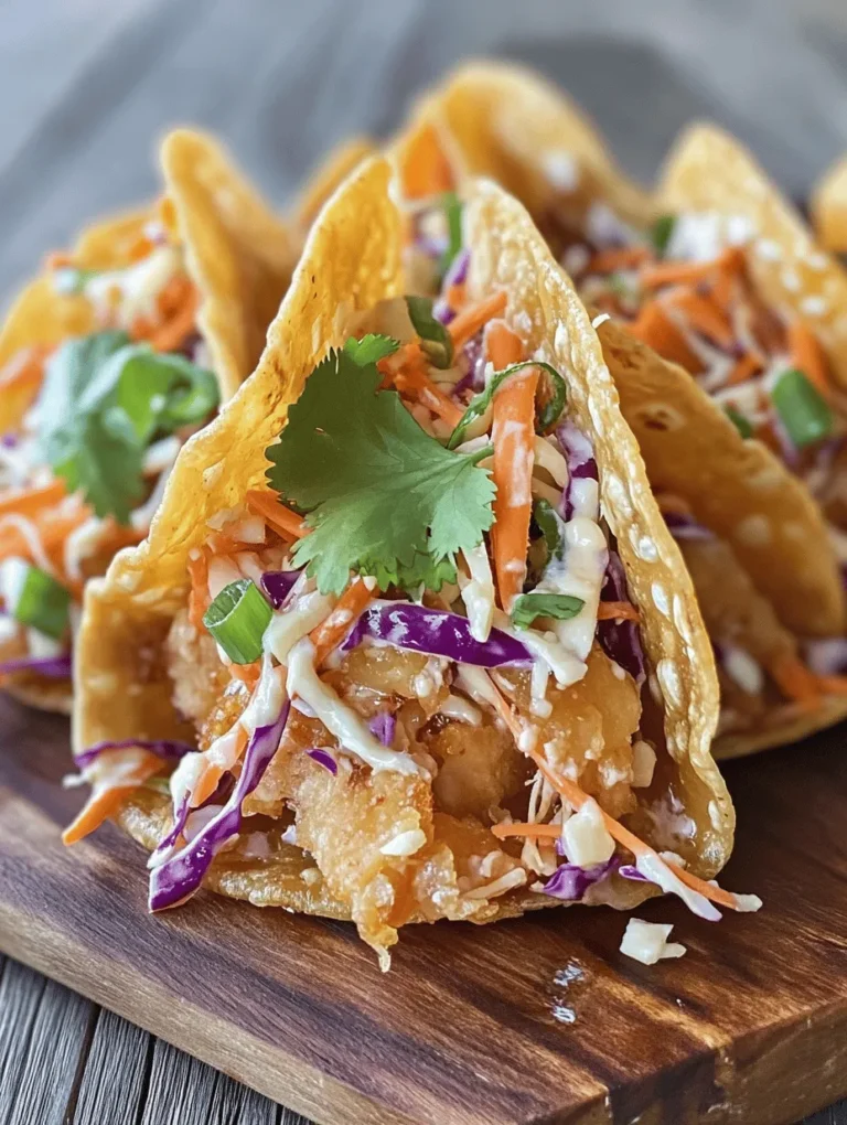 In the world of culinary arts, fusion cuisine has emerged as a vibrant way to blend flavors and techniques from different cultures, creating innovative dishes that tantalize the taste buds. One such delightful combination is represented in the Crunchy Chicken Wonton Tacos, where traditional Mexican flavors meet the delicate artistry of Asian cooking. This dish seamlessly marries crispy wonton wrappers with savory chicken, complemented by a refreshing slaw, making it a unique and exciting addition to any meal.