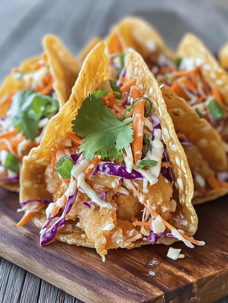 In the world of culinary arts, fusion cuisine has emerged as a vibrant way to blend flavors and techniques from different cultures, creating innovative dishes that tantalize the taste buds. One such delightful combination is represented in the Crunchy Chicken Wonton Tacos, where traditional Mexican flavors meet the delicate artistry of Asian cooking. This dish seamlessly marries crispy wonton wrappers with savory chicken, complemented by a refreshing slaw, making it a unique and exciting addition to any meal.