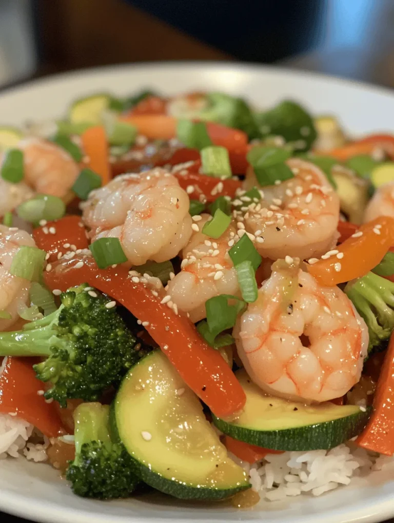One of the standout features of this 15-Minute Shrimp and Veggie Stir-Fry is its nutritional profile. Shrimp is an excellent source of lean protein, providing essential amino acids while being low in calories. Additionally, the vegetables in this dish—such as bell peppers, broccoli, zucchini, and carrots—offer a wealth of vitamins, minerals, and antioxidants. This combination not only fuels your body but also supports overall health and well-being.