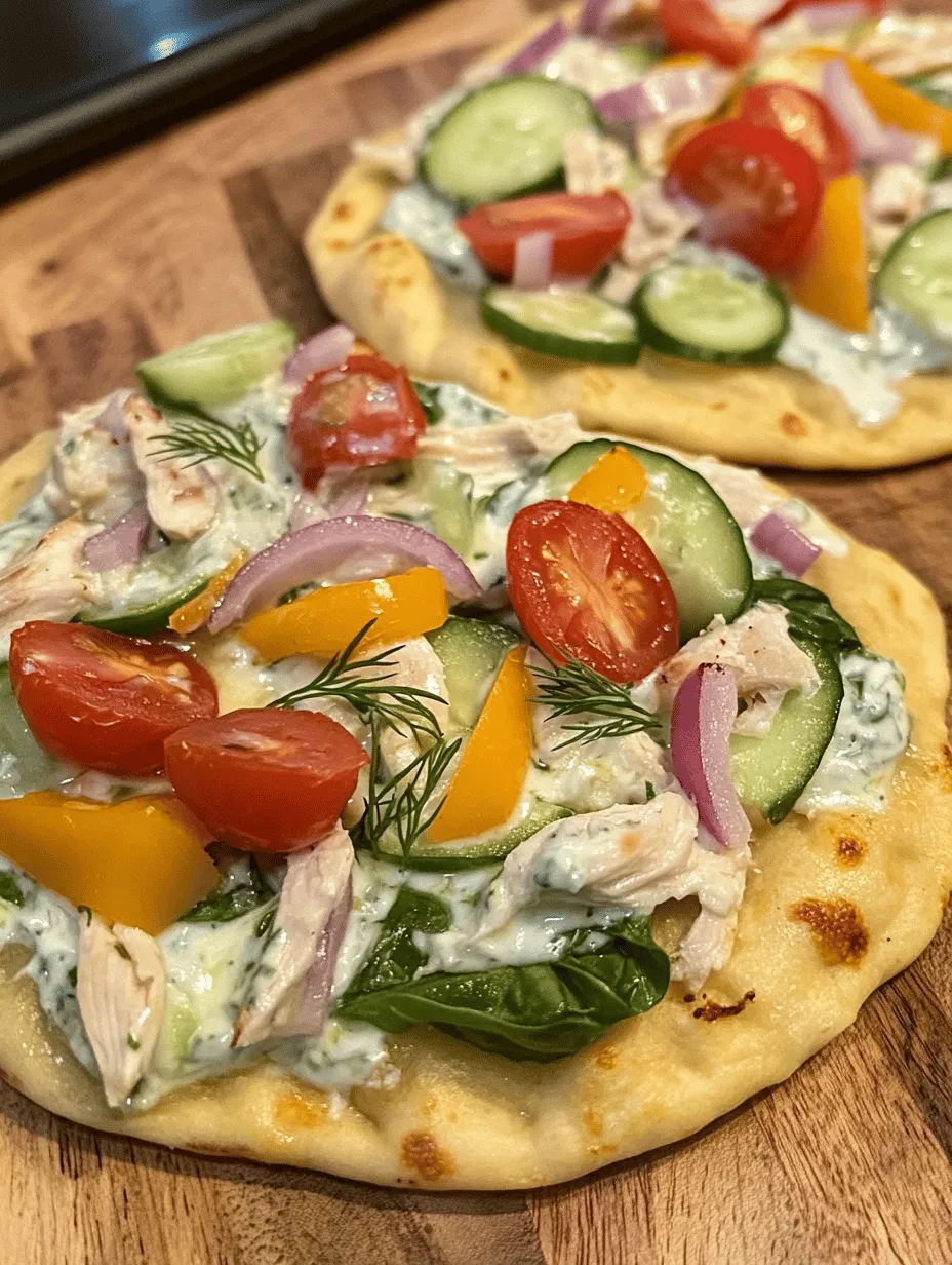 If you're looking for a flavorful and quick meal that combines traditional Mediterranean ingredients with a modern twist, then Tzatziki Chicken & Veggie Naan Pizza is the perfect choice. This delightful dish merges the rich, creamy taste of tzatziki sauce with succulent chicken and fresh vegetables, all atop a warm, soft naan bread. The result is a vibrant, satisfying pizza that not only tantalizes the taste buds but also provides a nutritious option for lunch or dinner.
