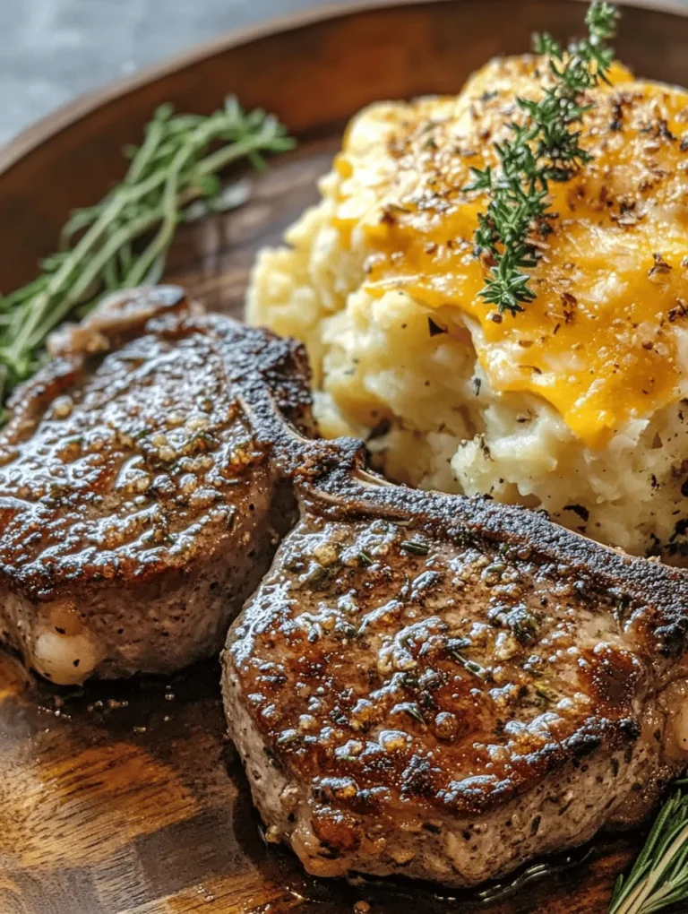 When it comes to creating memorable meals for family dinners or special occasions, the combination of Garlic Parmesan Beef Chops with Cheesy Scalloped Potatoes stands out as a true crowd-pleaser. This dish marries the rich, savory flavors of juicy beef chops with the comforting creaminess of cheesy potatoes, making it an ideal choice for both casual weeknight dinners and festive gatherings. The succulent beef, marinated in a delightful blend of garlic and Parmesan, pairs beautifully with the indulgently layered scalloped potatoes, resulting in a satisfying meal that is sure to impress your guests and satisfy your family.