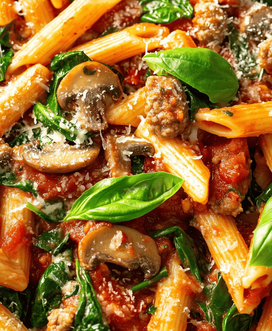 Italian Sausage Pasta with Spinach, Mushrooms, and Marinara Sauce is an exquisite culinary creation that embodies the heart and soul of Italian cuisine. This dish is a harmonious blend of comforting flavors and vibrant ingredients that not only tantalizes the taste buds but also nourishes the body. Whether you’re looking to whip up a quick weeknight dinner or impress guests at a gathering, this pasta dish serves as an ideal centerpiece.