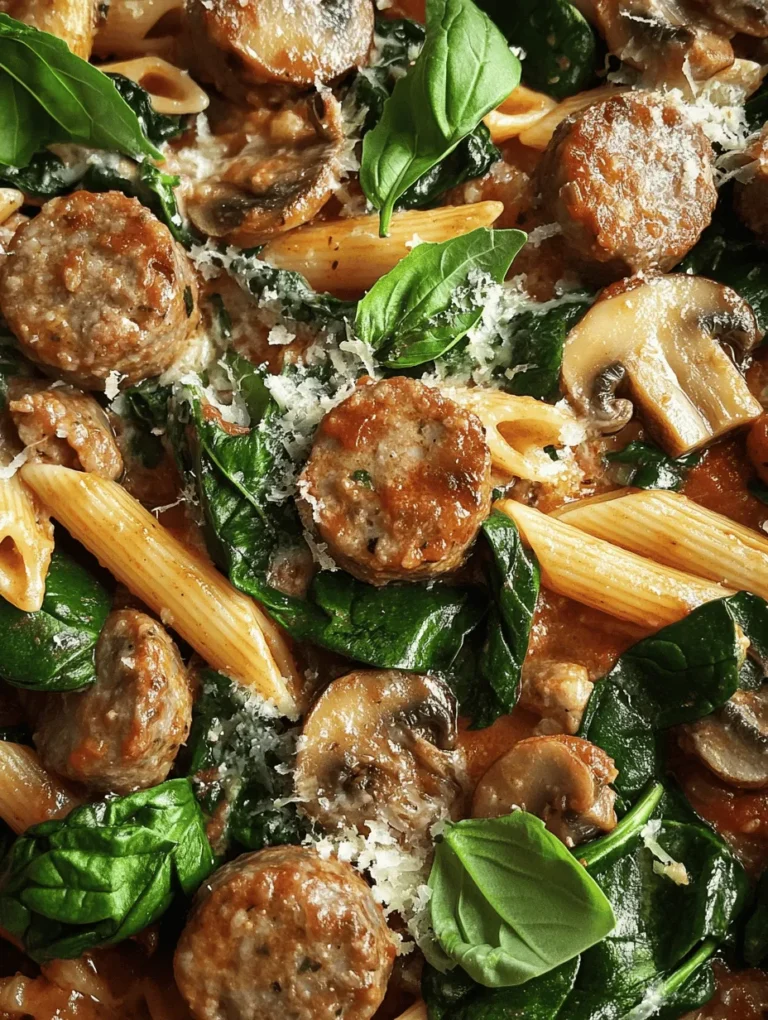 Italian Sausage Pasta with Spinach, Mushrooms, and Marinara Sauce is an exquisite culinary creation that embodies the heart and soul of Italian cuisine. This dish is a harmonious blend of comforting flavors and vibrant ingredients that not only tantalizes the taste buds but also nourishes the body. Whether you’re looking to whip up a quick weeknight dinner or impress guests at a gathering, this pasta dish serves as an ideal centerpiece.