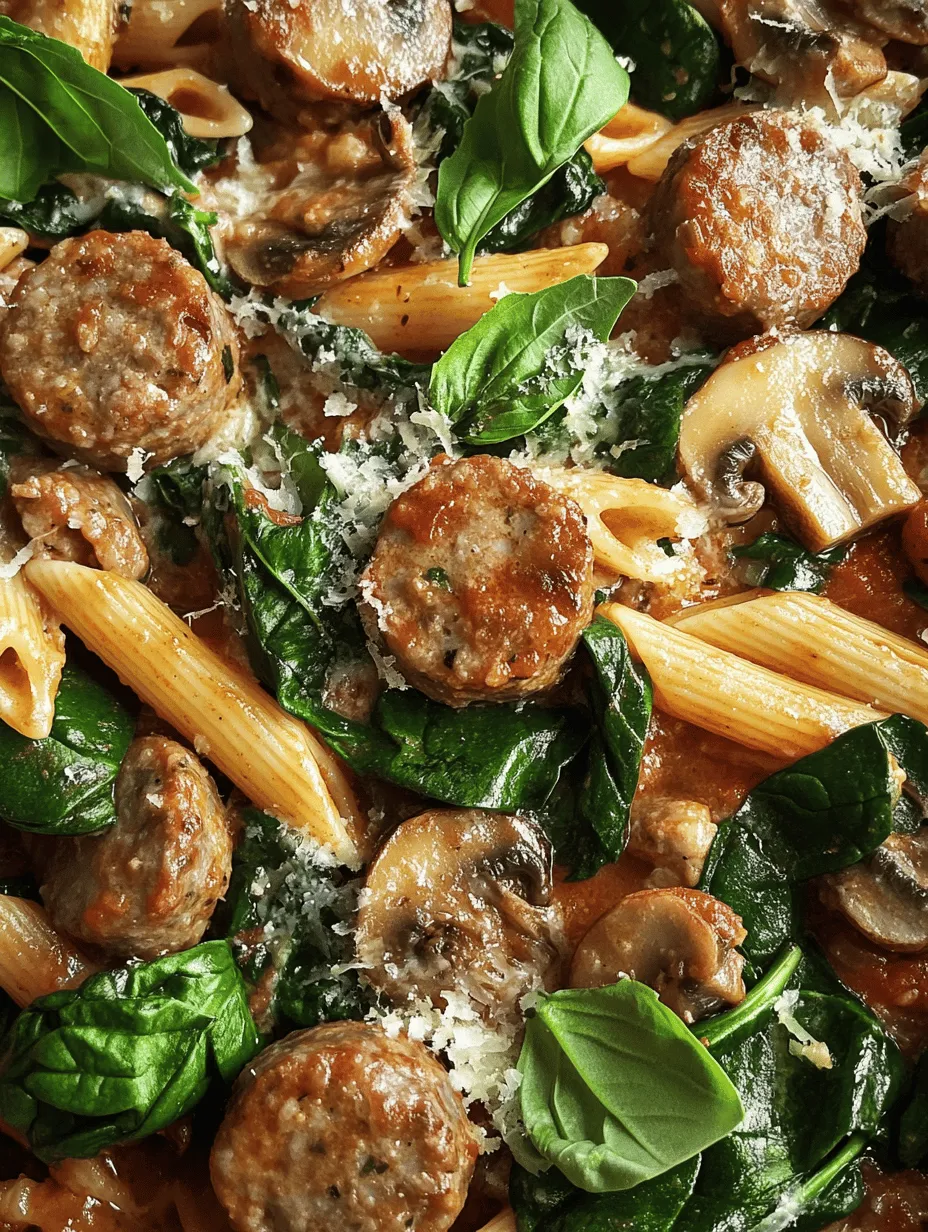 Italian Sausage Pasta with Spinach, Mushrooms, and Marinara Sauce is an exquisite culinary creation that embodies the heart and soul of Italian cuisine. This dish is a harmonious blend of comforting flavors and vibrant ingredients that not only tantalizes the taste buds but also nourishes the body. Whether you’re looking to whip up a quick weeknight dinner or impress guests at a gathering, this pasta dish serves as an ideal centerpiece.