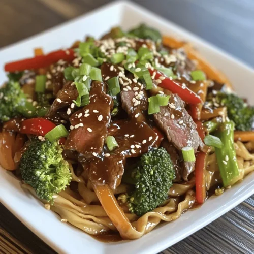 Savory Beef & Broccoli Lo Mein is a quintessential dish that brings together the bold flavors of Chinese-American cuisine and the comforting familiarity of a home-cooked meal. This dish is not just a feast for the taste buds; it also carries a rich cultural significance, embodying the fusion of traditional Chinese cooking techniques with the preferences of American diners. The combination of tender slices of beef, crisp broccoli, and soft, chewy lo mein noodles creates a delightful balance of textures and flavors that appeals to food lovers of all ages.