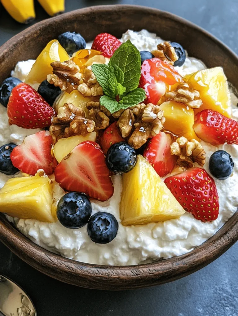 Cottage cheese and fruit salad is a delightful blend of creamy and fruity goodness that serves as a versatile dish for breakfast, snacks, or even desserts. This refreshing salad not only tantalizes the taste buds but also packs a nutritional punch that makes it an excellent choice for health-conscious individuals. The creamy texture of cottage cheese combined with the sweetness of fresh fruits creates a harmonious blend that's not only satisfying but also visually appealing.