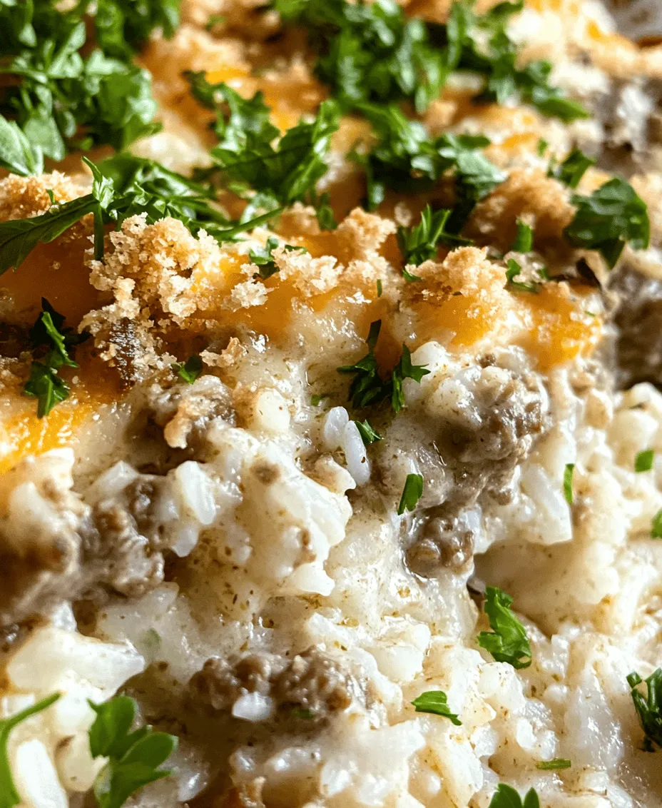 When it comes to comfort food, few dishes can rival the heartwarming appeal of a classic casserole. The Cheddar-Crusted Ground Beef and Rice Casserole perfectly embodies this charm, combining hearty ingredients into a satisfying meal that the entire family will love. Rich, savory ground beef melds beautifully with fluffy white rice, all topped with a luscious layer of melted cheddar cheese that creates a delightful crust. This dish is not only a feast for the taste buds but also an easy, one-dish solution for busy weeknight dinners.