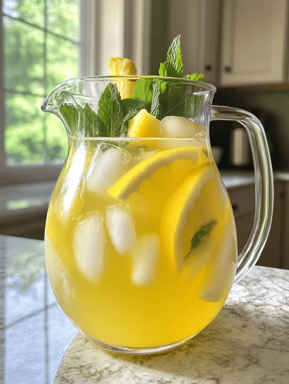 As the sun shines brightly and the days grow longer, there's nothing quite like a refreshing beverage to cool you down and elevate your spirits. Enter the Tropical Pineapple Lemonade Punch—a delightful concoction that merges the sweet, tropical notes of fresh pineapple with the zesty brightness of freshly squeezed lemons. This punch is not only a feast for the taste buds but also a visual delight, making it an ideal centerpiece for summer gatherings, parties, or even casual backyard barbecues. Imagine serving this vibrant drink at your next event, where guests can take a sip and instantly feel transported to a sun-soaked beach paradise.