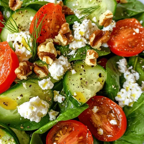 Let’s begin with the star of our salad—fresh spinach. This leafy green vegetable is often hailed as a nutritional powerhouse due to its remarkable health benefits. Spinach is loaded with essential nutrients, including iron, vitamins A and C, and a rich array of antioxidants. These components play a vital role in promoting heart health, enhancing immune function, and supporting overall well-being.