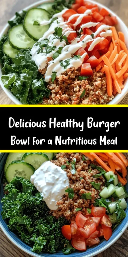Enjoy a nutritious twist on a classic favorite with this Healthy Burger in a Bowl! Packed with lean ground turkey or chicken, quinoa, and plenty of fresh veggies like kale, tomatoes, and cucumbers, this dish is both satisfying and delicious. The creamy Greek yogurt dressing adds a flavorful kick that ties everything together. Perfect for a quick weeknight dinner, this recipe is easy to make and loaded with protein. Give it a try and elevate your meal prep game!