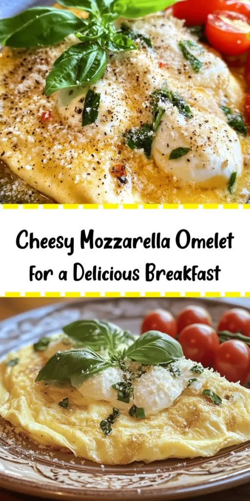 Start your day with this delicious Mozzarella Magic Omelet! It's a quick and satisfying breakfast featuring fluffy eggs, creamy mozzarella, and fresh basil. In just 10 minutes, you can whip up a gourmet-style meal that's perfect for any morning. Optionally add cherry tomatoes for a burst of flavor and top with Parmesan cheese for an extra touch of indulgence. Easy to make, and loaded with taste, this omelet will become a breakfast favorite!