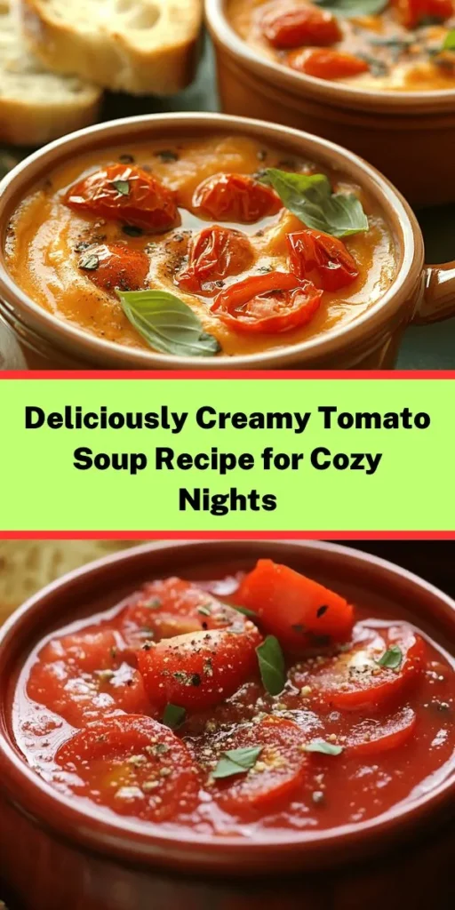 Warm up with this deliciously creamy chunky tomato soup, perfect for cozy nights! Made with fresh ripe and cherry tomatoes, sautéed veggies, and a splash of heavy cream, this soup is a comforting delight. In just 40 minutes, you can enjoy this rich, flavorful dish that pairs beautifully with crusty bread or grilled cheese. Serve it up with fresh basil for a burst of flavor. Your taste buds will thank you!