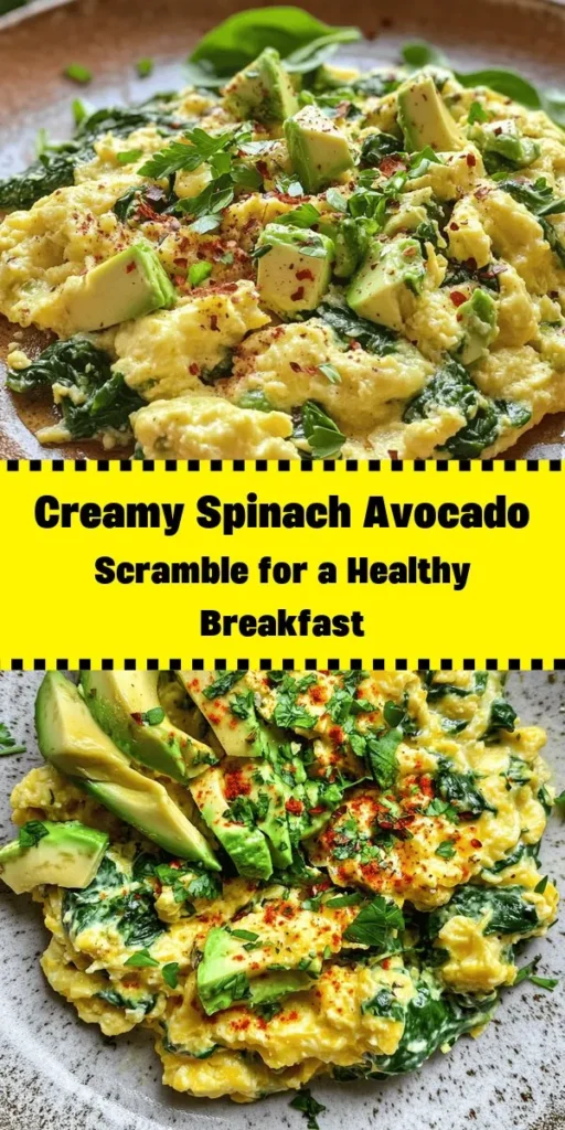 Start your day with a nutritious and delicious Spinach & Avocado Scramble Delight! This easy recipe combines fluffy scrambled eggs with fresh spinach and creamy avocado for a wholesome breakfast that’s ready in just 15 minutes. With optional garlic and red pepper flakes for an extra kick, it’s perfect for brunch or a quick meal. Garnish with herbs and enjoy on its own or wrapped in your favorite bread. Try it now for a tasty and energizing start!