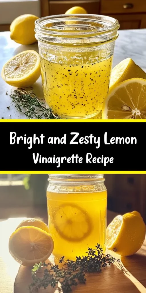 Brighten up your salads with this zesty lemon vinaigrette dressing! Made with fresh lemon juice, extra virgin olive oil, and a hint of Dijon mustard, it’s the perfect balance of tangy and smooth. Optional sweeteners like honey or maple syrup and fresh herbs add an extra layer of flavor. Whip it up in just 10 minutes and let it chill for 30 minutes to enhance the taste. Perfect for drizzling over salads, veggies, or grilled meats!