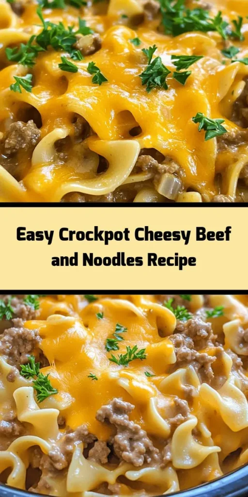 Indulge in this Crockpot Cheesy Beef and Noodles Delight for a comforting meal that's easy to prepare! With ground beef, savory onion, and garlic melded with creamy mushroom soup and rich beef broth, it's pure deliciousness. Just toss everything into your slow cooker and let it work its magic! In just 5 hours, you'll have a cheesy, hearty dish the whole family will love. Perfect for busy weeknights or gatherings. Don’t forget to garnish with fresh parsley!