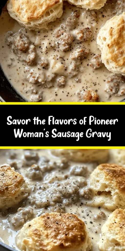 Savor the comfort of Pioneer Woman's Hearty Sausage Gravy, perfect for breakfast or brunch! This creamy, flavorful dish is made with delicious sausage, a simple roux, and whole milk for that hearty consistency. Ready in just 25 minutes, it pairs perfectly with warm, flaky biscuits. Customize the spice level with red pepper flakes and garlic powder for an extra kick. Gather your ingredients and bring a taste of home to your table today!