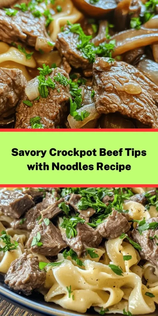 Discover the ultimate comfort food with this tremendous crockpot beef tips and noodles recipe! Tender beef stew meat is paired with savory onions, garlic, and mushrooms, simmered to perfection in a rich broth. This easy-to-make dish only takes 15 minutes to prep and cooks all day in your crockpot, filling your home with mouthwatering aromas. Serve over egg noodles for a hearty meal that the whole family will love. Perfect for busy weeknights or cozy weekends!