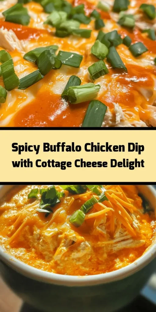 Looking for a crowd-pleaser? This Spicy Cottage Cheese Buffalo Chicken Dip is your go-to appetizer! Packed with shredded chicken, creamy cottage cheese, and zesty buffalo sauce, it's perfect for game days or party snacks. Just blend, bake, and serve with crispy tortilla chips or fresh celery sticks. In just 35 minutes, you’ll have a delicious dip that everyone will love. Check out this easy recipe and get ready to impress your guests!