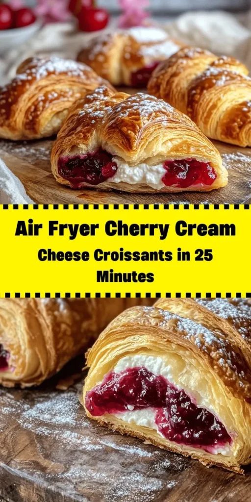 Indulge in these delicious Air Fryer Cherry Cream Cheese Croissants that are perfect for any occasion! With just a few simple ingredients like crescent roll dough, creamy cheese, and sweet cherry pie filling, you can whip up a delightful treat in no time. These golden, flaky croissants are ready in about 25 minutes and are ideal for breakfast or dessert. Dust with powdered sugar for an extra touch of sweetness and enjoy the perfect combination of flavors!