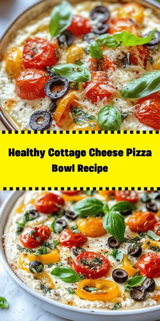 Satisfy your pizza cravings with this delicious Cottage Cheese Pizza Bowl! Loaded with healthy ingredients like cottage cheese, cherry tomatoes, and bell peppers, this recipe combines protein and flavor in every bite. Topped with gooey mozzarella and Parmesan, it's baked to perfection for a warm, satisfying meal. Perfect for a quick dinner or a fun shareable dish. Get ready to enjoy a guilt-free twist on pizza that's both nutritious and tasty!