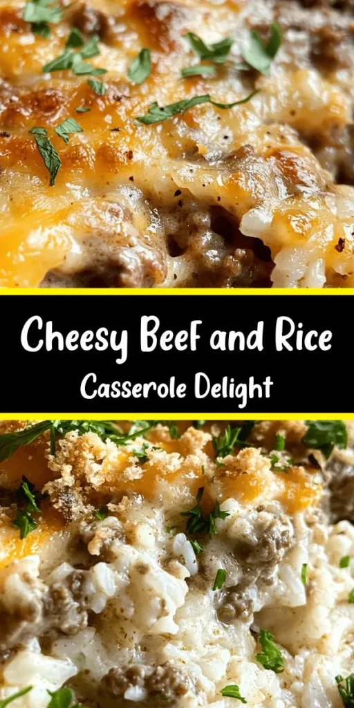 Indulge in the comfort of this Cheddar-Crusted Ground Beef and Rice Casserole! Packed with ground beef, hearty rice, savory vegetables, and drenched in creamy mushroom soup, this dish is a family favorite. Topped with a golden layer of sharp cheddar cheese and crunchy breadcrumbs, it's both satisfying and delicious. Perfect for weeknight dinners or meal prep, this casserole is easy to make and serves 6. Don't forget the fresh parsley garnish for a pop of color!