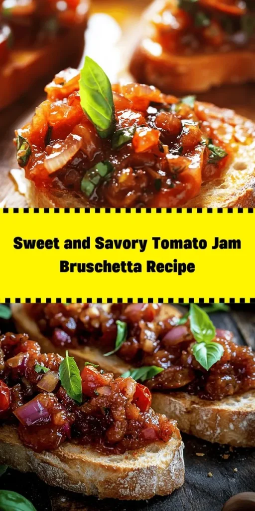 Savor the flavors of summer with this delicious Tomato Jam Bruschetta! Made with ripe cherry tomatoes, red onions, and a touch of balsamic vinegar, this unique twist on a classic appetizer will wow your guests. Just mix the ingredients, toast some bread, and assemble for a burst of taste in every bite. Perfect for gatherings or cozy nights in, this recipe is simple, quick, and sure to impress. Get ready to enjoy this delightful treat!