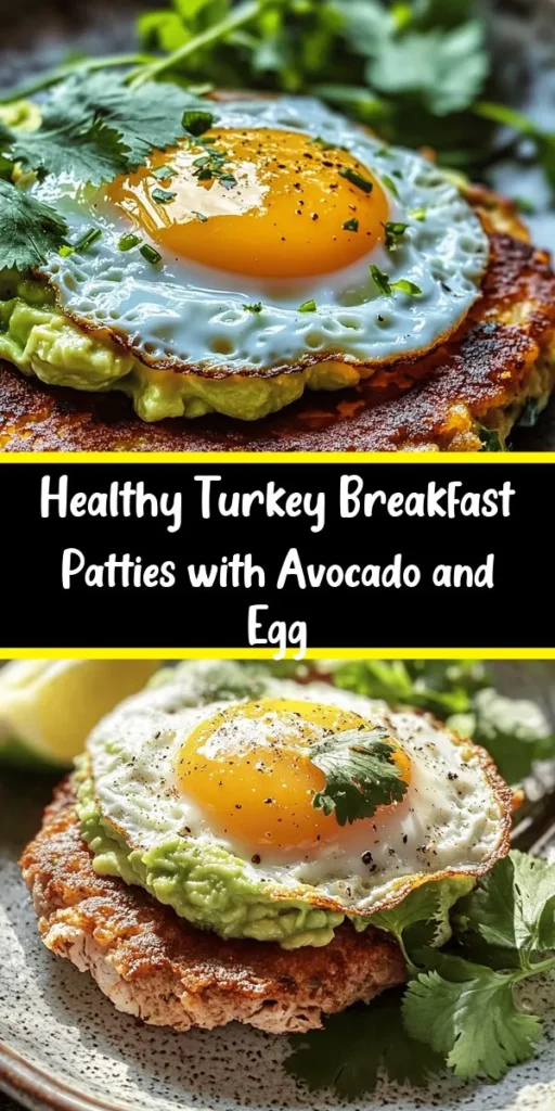 Start your day off right with these delicious Turkey Breakfast Patties topped with creamy avocado and a perfectly cooked egg! Packed with flavorful spices like garlic and smoked paprika, these turkey patties are easy to make and perfect for meal prep. Serve them warm with a side of whole grain toast or tortillas for a satisfying breakfast that fuels your morning. Make your breakfast routine exciting and healthy with this simple recipe!