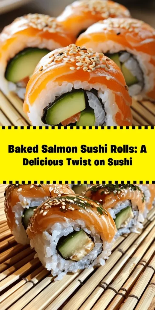 Dive into a delightful culinary adventure with these Baked Salmon Sushi Rolls! Perfect for sushi lovers, this easy recipe features sushi rice, marinated salmon, creamy avocado, and crisp cucumber all wrapped in nori. With a simple prep and bake process, you'll have delicious homemade sushi ready in no time. Serve it with wasabi and pickled ginger for that authentic touch. Ideal for sushi night or a fun dinner making experience! Try it today!
