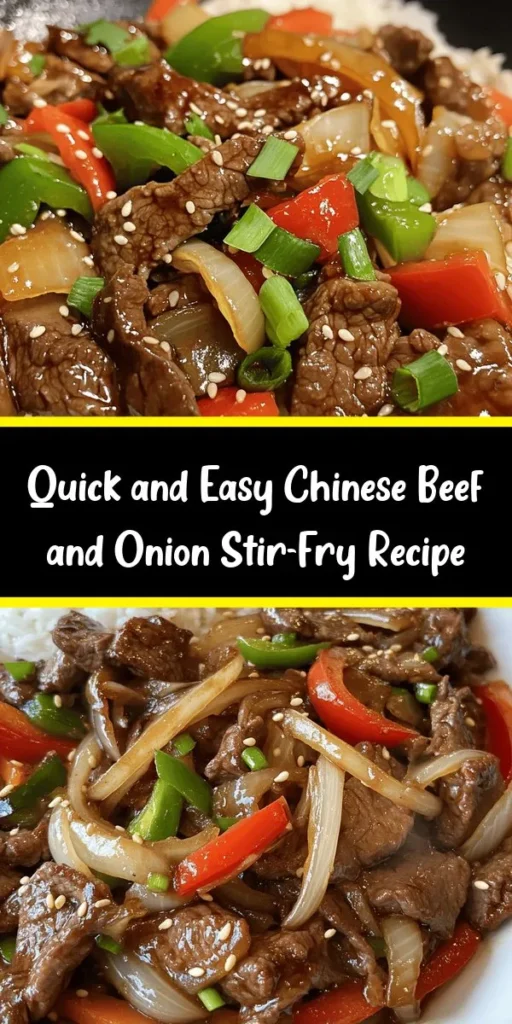 Experience the bold flavors of Sizzling Chinese Beef and Onion Stir-Fry! This quick and delicious dish features tender beef sirloin marinated in savory sauces, paired with sautéed onions, bell peppers, garlic, and ginger. Serve it hot over a bed of rice or noodles for a satisfying meal that’s ready in just 45 minutes. Perfect for weeknight dinners or when you're craving something flavorful, this stir-fry will surely impress your family and friends!