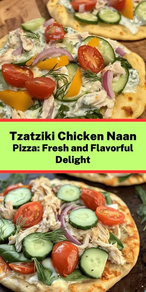 Transform your weeknight dinners with this delicious Tzatziki Chicken & Veggie Naan Pizza! Quick and easy, this recipe features crispy naan topped with juicy shredded chicken, fresh veggies, and creamy tzatziki sauce. In just 25 minutes, you can whip up a flavorful and satisfying meal that's perfect for the whole family. Don't forget to personalize it with your favorite herbs for a fresh finish. Perfect for a busy day or a fun pizza night!