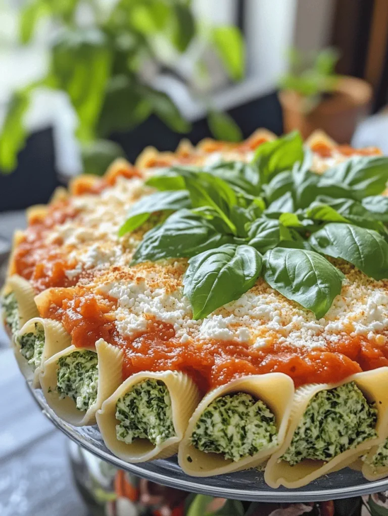 At the heart of this recipe are jumbo pasta shells, which are specifically designed for stuffing. These large, ridged shells provide a perfect vessel for holding the creamy filling while also capturing the delicious marinara sauce that accompanies them. Their unique shape not only adds visual appeal to the dish but also ensures that each bite is packed with flavor. The texture of the jumbo shells is firm enough to hold their shape during cooking, making them ideal for this stuffed shell recipe.