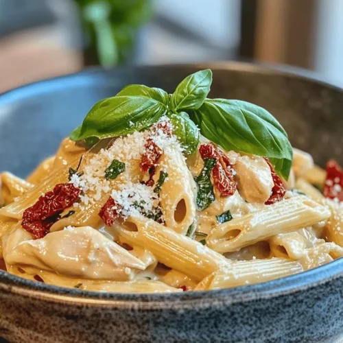 Penne Pasta: This tubular pasta shape is an ideal choice for Tuscan Chicken Pasta. Its ridges and hollow center allow the creamy sauce to cling perfectly, ensuring each bite is packed with flavor. Cooking the penne to al dente is crucial, as it provides a satisfying bite and prevents the pasta from becoming mushy when combined with the sauce.