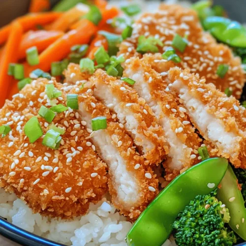 Crispy Katsu Bowls are a delightful fusion of flavors and textures that effortlessly transport you to the bustling streets of Japan. This dish features golden-brown pork cutlets, known as katsu, paired with a rich homemade tonkatsu sauce, served over a bed of fluffy rice and vibrant vegetables. Katsu, which translates to "cutlet" in Japanese, is a beloved staple in Japanese cuisine, cherished for its satisfying crunch and savory taste.