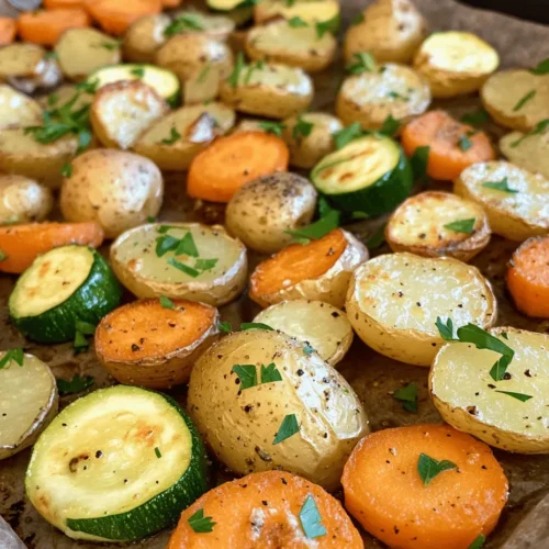 Garlic Herb Roasted Potatoes, Carrots, and Zucchini is a delightful dish that marries simplicity with incredible flavor. This recipe showcases a medley of vibrant vegetables enveloped in aromatic garlic and herbs, making it an ideal side dish for any meal or a satisfying main course for a lighter dinner. The combination of roasted potatoes, sweet carrots, and tender zucchini not only appeals to the palate but also provides a plethora of health benefits, making it an essential addition to daily meals.