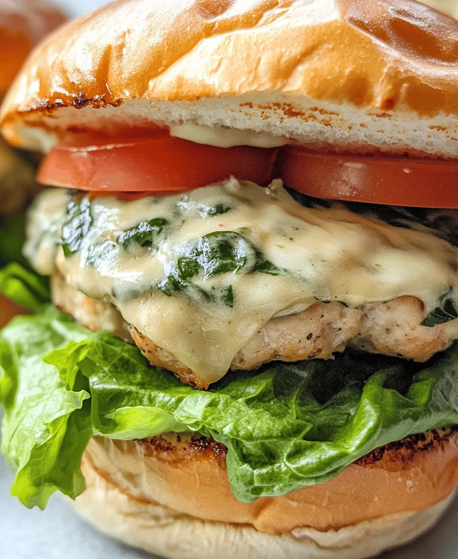 In the world of culinary innovations, burgers have evolved far beyond their classic beef origins. Today, creative and healthy alternatives are making waves, and one such delightful option is the <strong>Creamy White Cheddar and Spinach Chicken Burger</strong>. This recipe combines the juiciness of ground chicken with the robust flavors of white cheddar cheese and a generous helping of fresh spinach. The result is a succulent, flavorful burger that not only satisfies your cravings but also offers a nutritious meal option, perfect for health-conscious diners.” /></p>
</p>
<h3>Achieving the Perfect Doneness: Internal Temperature Guide</h3>
</p>
<p>When it comes to cooking chicken burgers, achieving the perfect doneness is crucial not only for flavor but also for food safety. Chicken should always be cooked to an internal temperature of <strong>165°F (75°C)</strong>. To ensure accuracy, use a meat thermometer inserted into the thickest part of the burger. This simple tool can help prevent undercooked meat, which can harbor harmful bacteria, or overcooked patties that are dry and unappetizing.</p>
</p>
<p>To make this process easier, here’s a quick guide:</p>
</p>
<p>– <strong>165°F (75°C)</strong>: Safe for consumption; the juices should run clear when cut.</p>
<p>– <strong>160°F (71°C)</strong>: Slightly under; allow to rest for a few minutes, which will help it reach the safe temperature.</p>
<p>– <strong>Over 170°F (77°C)</strong>: While still safe, the burger may become dry.</p>
</p>
<p>As you cook your Creamy White Cheddar and Spinach Chicken Burgers, keep a close eye on the temperature, and consider using a timer and thermometer to monitor your cooking progress accurately.</p>
</p>
<h3>Toasting the Buns: Enhancing Flavor and Texture</h3>
</p>
<p>Toasting your burger buns is an essential step for enhancing the overall flavor and texture of your Creamy White Cheddar and Spinach Chicken Burgers. A simple toast can add a delightful crunch and warmth to your meal. Here’s how to do it effectively:</p>
</p>
<p>1. <strong>Choose Your Method:</strong> You can toast buns in a few different ways—on a grill, in a skillet, or in the oven:</p>
<p>– <strong>Grill:</strong> Place the halved buns cut side down on the grill for about 1-2 minutes until they are golden brown.</p>
<p>– <strong>Skillet:</strong> Heat a non-stick skillet over medium heat, add a bit of butter or olive oil, and place the buns cut side down. Toast for 2-3 minutes until they reach your desired crispness.</p>
<p>– <strong>Oven:</strong> Preheat your oven to 350°F (175°C). Place the buns on a baking sheet and toast for about 5-7 minutes, watching closely to prevent burning.</p>
</p>
<p>2. <strong>Add Flavor:</strong> For an extra flavor boost, consider brushing the insides of the buns with olive oil or melted butter before toasting. You can also sprinkle some garlic powder or dried herbs for added taste.</p>
</p>
<h3>Flavor Enhancements and Customization</h3>
</p>
<h4>Suggested Toppings and Sauces to Elevate the Burger Experience</h4>
</p>
<p>The Creamy White Cheddar and Spinach Chicken Burger is delicious on its own, but adding toppings and sauces can elevate it to new heights. Here are some suggestions:</p>
</p>
<p>– <strong>Toppings:</strong></p>
<p>– <strong>Fresh Greens:</strong> Add a handful of arugula or mixed greens for a peppery crunch.</p>
<p>– <strong>Tomato Slices:</strong> Fresh slices of ripe tomato add moisture and sweetness.</p>
<p>– <strong>Avocado:</strong> Slices or a spread of avocado can introduce creaminess and a healthy fat source.</p>
<p>– <strong>Pickles:</strong> Dill pickles provide a tangy contrast that complements the creamy cheese.</p>
</p>
<p>– <strong>Sauces:</strong></p>
<p>– <strong>Garlic Aioli:</strong> A simple garlic aioli made with mayonnaise, garlic, and lemon juice can enhance the flavor.</p>
<p>– <strong>Sriracha Mayo:</strong> For a spicy kick, mix mayonnaise with sriracha sauce for a creamy and fiery topping.</p>
<p>– <strong>Pesto:</strong> A drizzle of basil pesto adds an aromatic layer to the burger.</p>
</p>
<h4>Exploring Variations: Different Cheeses, Greens, and Spices</h4>
</p>
<p>Customization is a hallmark of any great burger recipe. Here are some variations you could try:</p>
</p>
<p>– <strong>Cheeses:</strong> While white cheddar is a fantastic choice, you can also experiment with:</p>
<p>– <strong>Feta:</strong> Crumbled feta can add a tangy twist.</p>
<p>– <strong>Mozzarella:</strong> For a gooey melt and mild flavor, try mozzarella.</p>
<p>– <strong>Pepper Jack:</strong> For a spicy flair, opt for pepper jack cheese.</p>
</p>
<p>– <strong>Greens:</strong> Instead of spinach, consider using:</p>
<p>– <strong>Kale:</strong> Chopped kale provides a robust texture and flavor.</p>
<p>– <strong>Romaine Lettuce:</strong> For a classic crunch, romaine is a great option.</p>
</p>
<p>– <strong>Spices:</strong> Enhance the flavor of your patties with different spices:</p>
<p>– <strong>Smoked Paprika:</strong> Adds a smoky depth.</p>
<p>– <strong>Cumin:</strong> Introduces an earthy tone.</p>
<p>– <strong>Italian Seasoning:</strong> A blend of herbs that adds a Mediterranean flair.</p>
</p>
<h4>Pairing Ideas: Side Dishes and Beverages That Complement the Burgers</h4>
</p>
<p>To create a well-rounded meal, consider pairing your burgers with complementary side dishes and beverages:</p>
</p>
<p>– <strong>Side Dishes:</strong></p>
<p>– <strong>Sweet Potato Fries:</strong> Their natural sweetness pairs wonderfully with the savory burger.</p>
<p>– <strong>Coleslaw:</strong> A crisp and tangy coleslaw can provide a refreshing contrast.</p>
<p>– <strong>Grilled Vegetables:</strong> Zucchini, bell peppers, and asparagus are excellent grilled alongside the burgers.</p>
</p>
<p>– <strong>Beverages:</strong></p>
<p>– <strong>Craft Beer:</strong> A light lager or pale ale can balance the richness of the cheese.</p>
<p>– <strong>Iced Tea:</strong> Sweetened or unsweetened iced tea is a refreshing non-alcoholic option.</p>
<p>– <strong>Lemonade:</strong> A tart lemonade can provide a delightful contrast to the savory flavors of the burger.</p>
</p>
<h3>Nutritional Analysis</h3>
</p>
<h4>Breakdown of Calories and Macronutrients per Serving</h4>
</p>
<p>One of the best aspects of the Creamy White Cheddar and Spinach Chicken Burger is its nutritional profile compared to traditional beef burgers. Here’s a rough breakdown per serving:</p>
</p>
<p>– <strong>Calories:</strong> Approximately 400-450 calories (depending on toppings and bun choice).</p>
<p>– <strong>Protein:</strong> 30-35 grams, thanks to the chicken and cheese.</p>
<p>– <strong>Fat:</strong> 20-25 grams, largely from the cheese and any added toppings.</p>
<p>– <strong>Carbohydrates:</strong> 30-35 grams, primarily from the bun.</p>
</p>
<h4>Health Benefits of Each Ingredient</h4>
</p>
<p>Each component of the Creamy White Cheddar and Spinach Chicken Burger brings its own health benefits:</p>
</p>
<p>– <strong>Chicken:</strong> A lean protein source that is low in saturated fat and supports muscle health.</p>
<p>– <strong>Spinach:</strong> Packed with vitamins A, C, and K, as well as iron and antioxidants that support overall health.</p>
<p>– <strong>White Cheddar:</strong> Provides calcium and protein; opting for a lower-fat version can reduce calorie intake.</p>
<p>– <strong>Whole-Grain Buns:</strong> If using whole-grain buns, you’ll gain additional fiber, which is beneficial for digestion.</p>
</p>
<h4>Comparison to Traditional Beef Burgers</h4>
</p>
<p>When compared to a typical beef burger, the Creamy White Cheddar and Spinach Chicken Burger is lower in saturated fat and calories, making it a healthier alternative. Beef burgers can pack in more fat and calories, especially when loaded with cheese and sauces. The chicken burger, enriched with spinach and creamy cheddar, offers a balance of protein and nutrients without the heaviness often associated with beef.</p>
</p>
<h3>Serving Suggestions</h3>
</p>
<h4>Ideas for Plating and Presentation</h4>
</p>
<p>Presentation can enhance the dining experience. Here are some creative plating ideas:</p>
</p>
<p>– <strong>Layering:</strong> Stack your burger high with toppings and serve it on a rustic wooden board for a casual feel.</p>
<p>– <strong>Garnishes:</strong> Use fresh herbs like parsley or cilantro to garnish your plate. A lemon wedge can also add color and freshness.</p>
<p>– <strong>Side Arrangement:</strong> Arrange your side dishes neatly beside the burger for a visually appealing plate.</p>
</p>
<h4>Suggestions for Meal Prep and Storage</h4>
</p>
<p>Meal prepping can save time during busy weekdays. Here are some tips:</p>
</p>
<p>– <strong>Batch Cooking:</strong> Prepare several patties at once and refrigerate or freeze them. Cooked patties can be stored in an airtight container in the fridge for up to 3 days or frozen for up to 3 months.</p>
<p>– <strong>Bun Storage:</strong> Store buns separately to maintain their freshness. If freezing, wrap them tightly in plastic wrap and then in aluminum foil.</p>
<p>– <strong>Reheating:</strong> When ready to enjoy, reheat burger patties in the oven or microwave, and toast the buns again for optimal freshness.</p>
</p>
<h4>Creative Ways to Use Leftovers</h4>
</p>
<p>If you find yourself with leftover burgers, consider these creative ideas:</p>
</p>
<p>– <strong>Salad Topping:</strong> Chop up leftover chicken burgers and toss them on a fresh salad for a protein boost.</p>
<p>– <strong>Wraps:</strong> Use a whole wheat wrap to create a chicken burger wrap with fresh veggies and sauce.</p>
<p>– <strong>Pasta:</strong> Incorporate diced burger meat into pasta dishes, adding spinach and cheese for a creamy sauce.</p>
</p>
<h3>Conclusion</h3>
</p>
<p>The Creamy White Cheddar and Spinach Chicken Burger is not only a delicious and satisfying meal but also offers numerous health benefits and versatility that can cater to various tastes and preferences. With its unique flavors and customizable options, this burger stands out as a healthier alternative to traditional beef burgers while still delivering on taste.</p>
</p>
<p>The blend of creamy white cheddar with the nutritious spinach and lean chicken makes for a delightful culinary experience that is sure to please. Encourage yourself to try this recipe; it’s not just about eating well—it’s about enjoying fresh, wholesome ingredients and discovering new flavors that can brighten your everyday cooking.</p>
</p>
<p>Incorporating fresh, nutritious ingredients into your meals is essential for maintaining a balanced diet. This recipe for Creamy White Cheddar and Spinach Chicken Burgers is a fantastic way to do just that, providing a flavorful and health-conscious option that you and your family will love.</p>
<div id=
