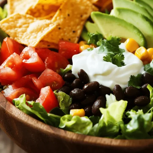 The Bountiful Taco Salad Fiesta is a vibrant and wholesome dish that brings together the bold flavors of traditional Mexican cuisine in a healthy, easy-to-make salad. With its colorful array of ingredients and tantalizing taste, this recipe has become a favorite among families looking for a quick yet satisfying meal. Whether you are hosting a festive gathering or simply seeking a nutritious option for a weeknight dinner, this taco salad offers a delightful combination of textures and flavors that will please any palate.