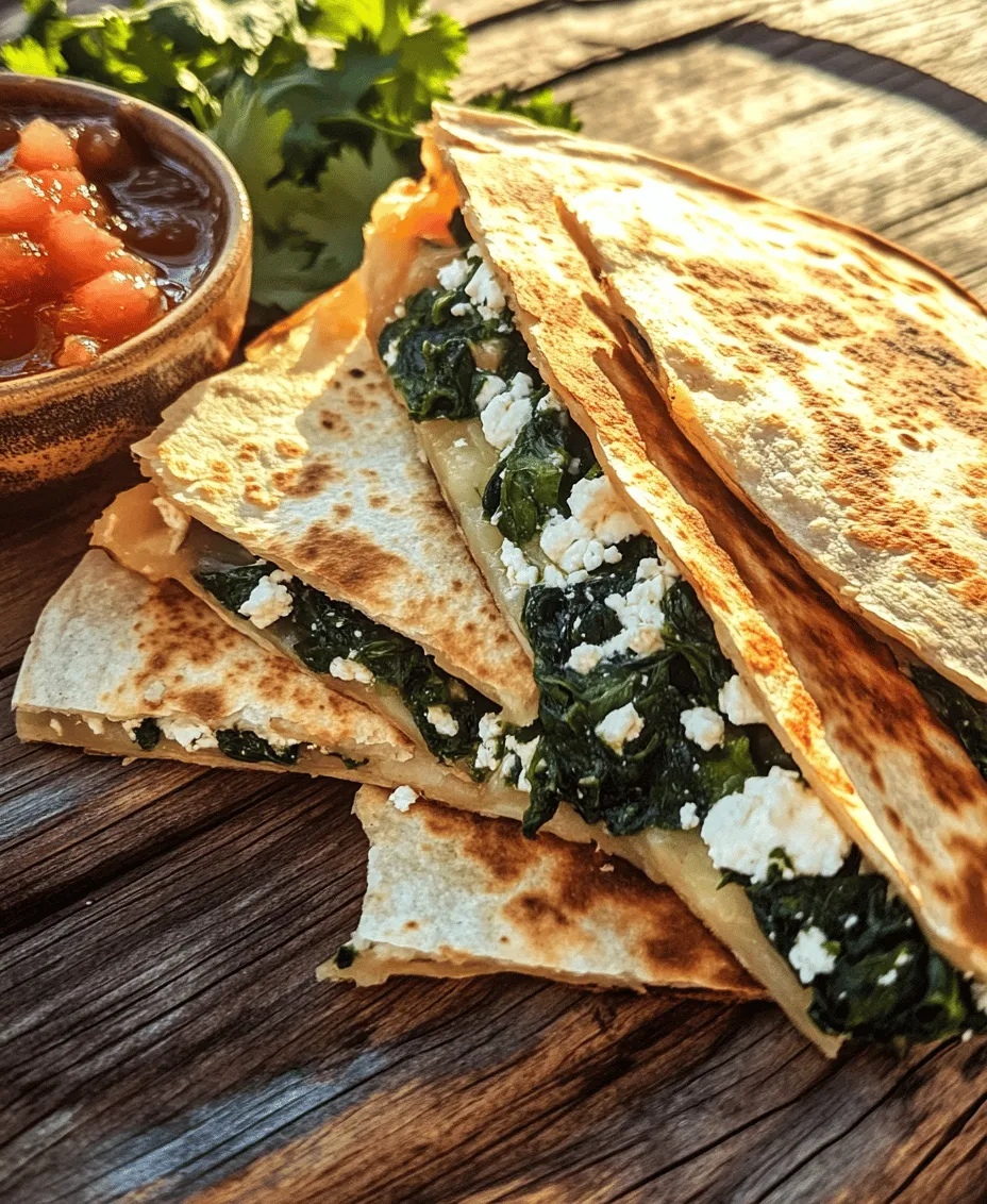 Quesadillas are a globally cherished dish, known for their versatility and ability to be transformed into quick, satisfying meals. Whether enjoyed as a snack, appetizer, or a main course, quesadillas can be filled with a myriad of ingredients, making them suitable for any palate. One delightful variation that stands out is the Spinach and Feta Quesadilla. This recipe combines fresh spinach with creamy, tangy feta cheese, resulting in a dish that is not only delicious but also packed with nutrients.
