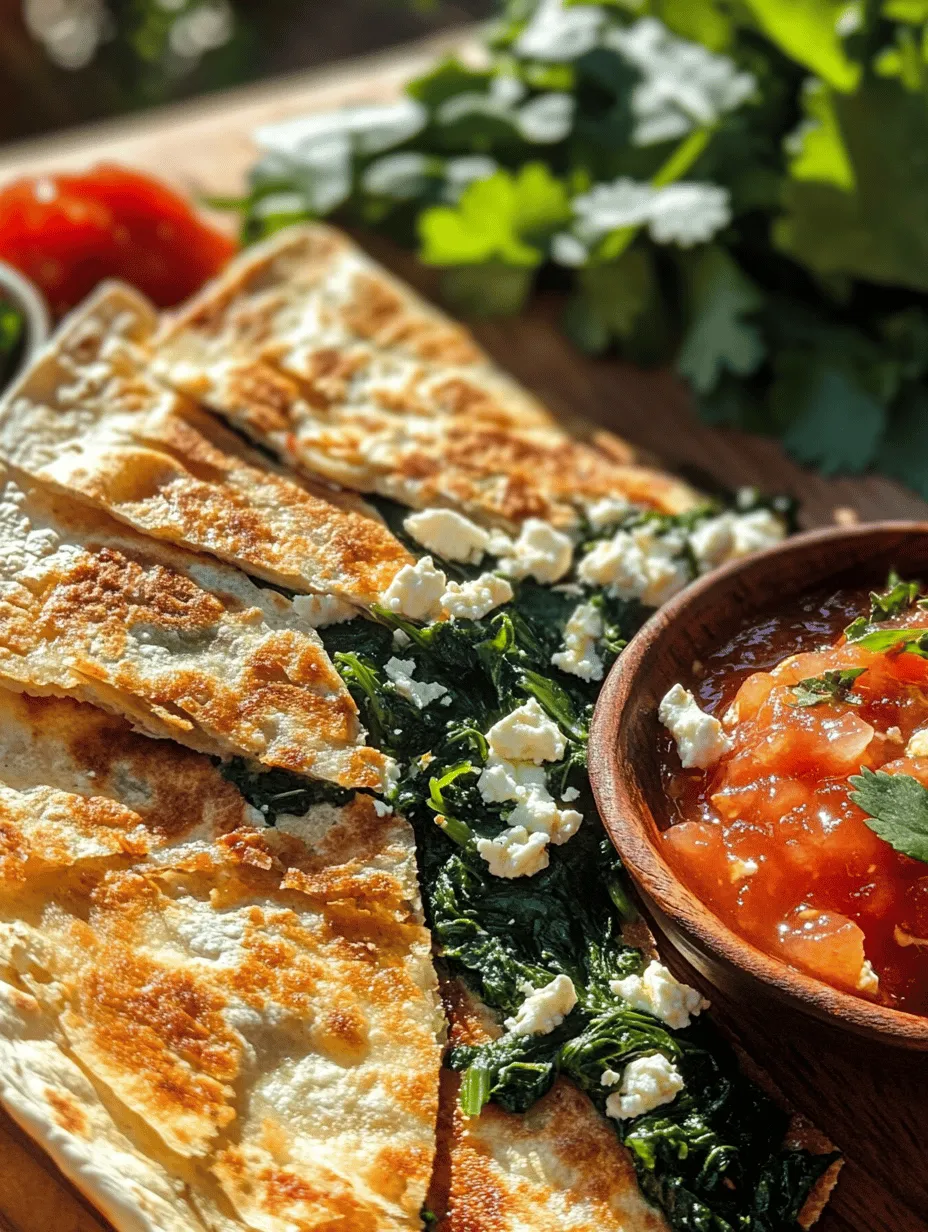 Quesadillas are a globally cherished dish, known for their versatility and ability to be transformed into quick, satisfying meals. Whether enjoyed as a snack, appetizer, or a main course, quesadillas can be filled with a myriad of ingredients, making them suitable for any palate. One delightful variation that stands out is the Spinach and Feta Quesadilla. This recipe combines fresh spinach with creamy, tangy feta cheese, resulting in a dish that is not only delicious but also packed with nutrients.