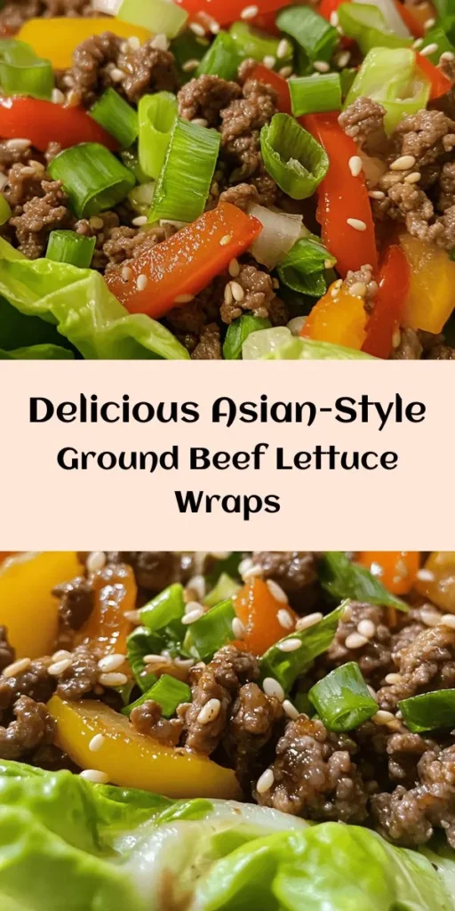Try these savory Asian-style ground beef lettuce wraps for a quick and delicious meal! This recipe combines lean ground beef, fresh veggies, and a flavorful sauce, all wrapped in crisp lettuce leaves. Perfect for a light dinner or a fun appetizer, these wraps are easy to make in just 30 minutes. Garnish with sesame seeds and extra green onions for a delightful touch. Serve them warm and enjoy the burst of flavors in every bite!