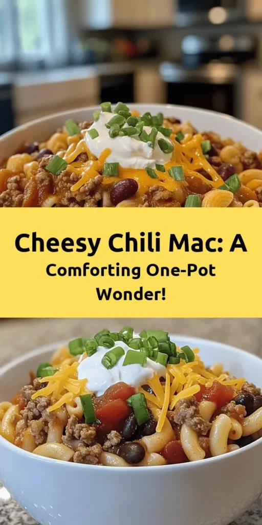 Looking for a comforting, hearty meal? Try this Chili Mac Delight! Made with ground beef (or turkey), beans, and zesty spices, this dish brings together the best of chili and mac and cheese in one bowl. With a quick prep time of just 10 minutes, you can have dinner on the table in 30! Top it off with cheddar cheese and green onions for a delicious finish. Perfect for cozy evenings or satisfying weeknight dinners! Enjoy every bite!