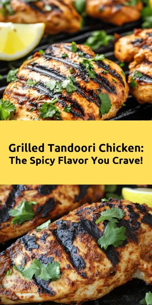 Spice up your barbecue with this mouth-watering Spicy Grilled Tandoori Chicken Delight! This easy recipe features juicy chicken leg quarters marinated in a flavorful blend of yogurt and aromatic spices like tandoori masala, cumin, and turmeric. Grill to perfection for a smoky taste that pairs perfectly with naan or basmati rice. With vibrant garnishes and a zesty squeeze of lemon, this dish is sure to impress at your next gathering!