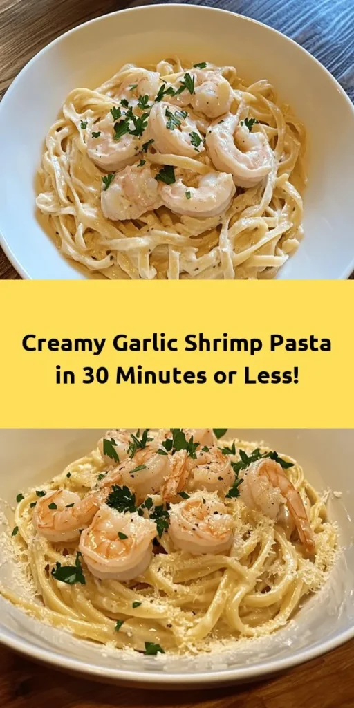 Indulge in the creamy goodness of this Garlic Shrimp Pasta! With linguine or fettuccine tossed in a rich sauce made from heavy cream, chicken broth, and Parmesan cheese, this dish is a delicious blend of flavors. Sauté succulent shrimp with garlic and Italian seasoning to elevate your pasta experience. Ready in just 30 minutes, it’s perfect for a weeknight dinner or special occasion. Don’t forget the fresh parsley for a pop of color!